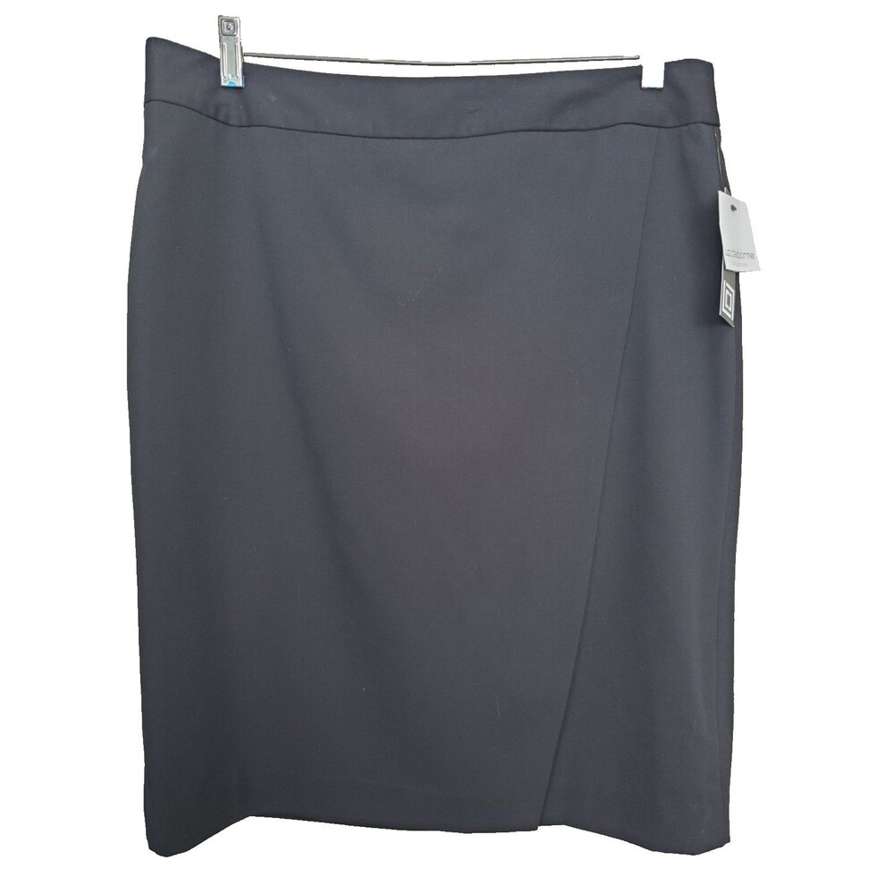 Liz Claiborne Black Lined Faux Wrap Pencil Skirt Size 12 NWT